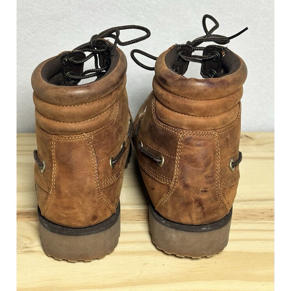 Men's Brown Leather Moc Toe Hiking Boots - Picture 5 of 8